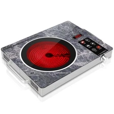 Single Burner Ceramic Cooktop, Portable 1800W Electric Stove, Countertop Burn...