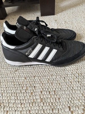 adidas Mundial Team Men's Turf Soccer Shoes Leather Lace-Up Black/White 019228
