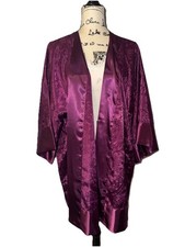 Victoria's Secret Satin Jacquard Kimono Robe Purple Paisley One Size