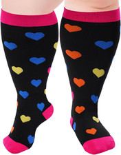 Plus Size Compression Socks for Women  Men Wide Calf 15-20 Mmhg Knee High Suppo