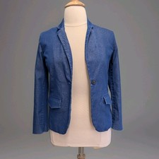 GAP Womens Denim Blazer Jacket Medium Wash Blue Size 12