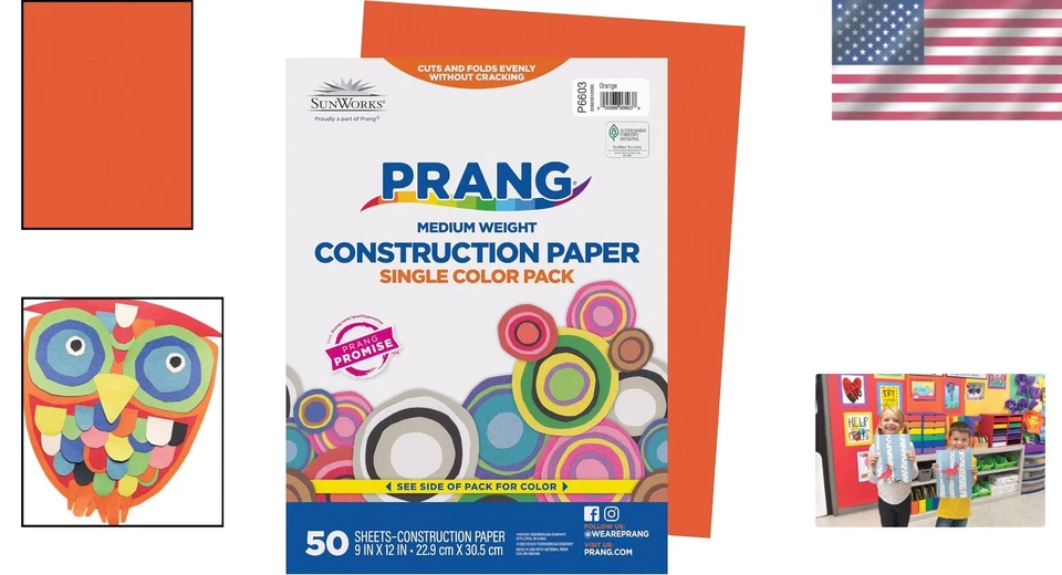 Papel de construcción naranja confiable 9" x 12" - 50 hojas de Dixon Ticonderoga Foto 2 de 4