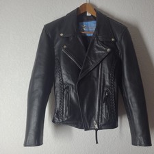 Vintage Xelement Black Leather Motorcycle Bike Cafe Racer Jacket Women's Medium