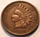 1909 S Indian Head Cent, Middle Grade Full LIBERTY, Better KEY Date 1C Penny
