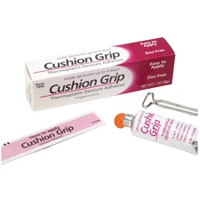 Cushion Grip Thermoplastic Denture Adhesive, Long Lasting - 3 Tubes, 1-oz, 3Pk
