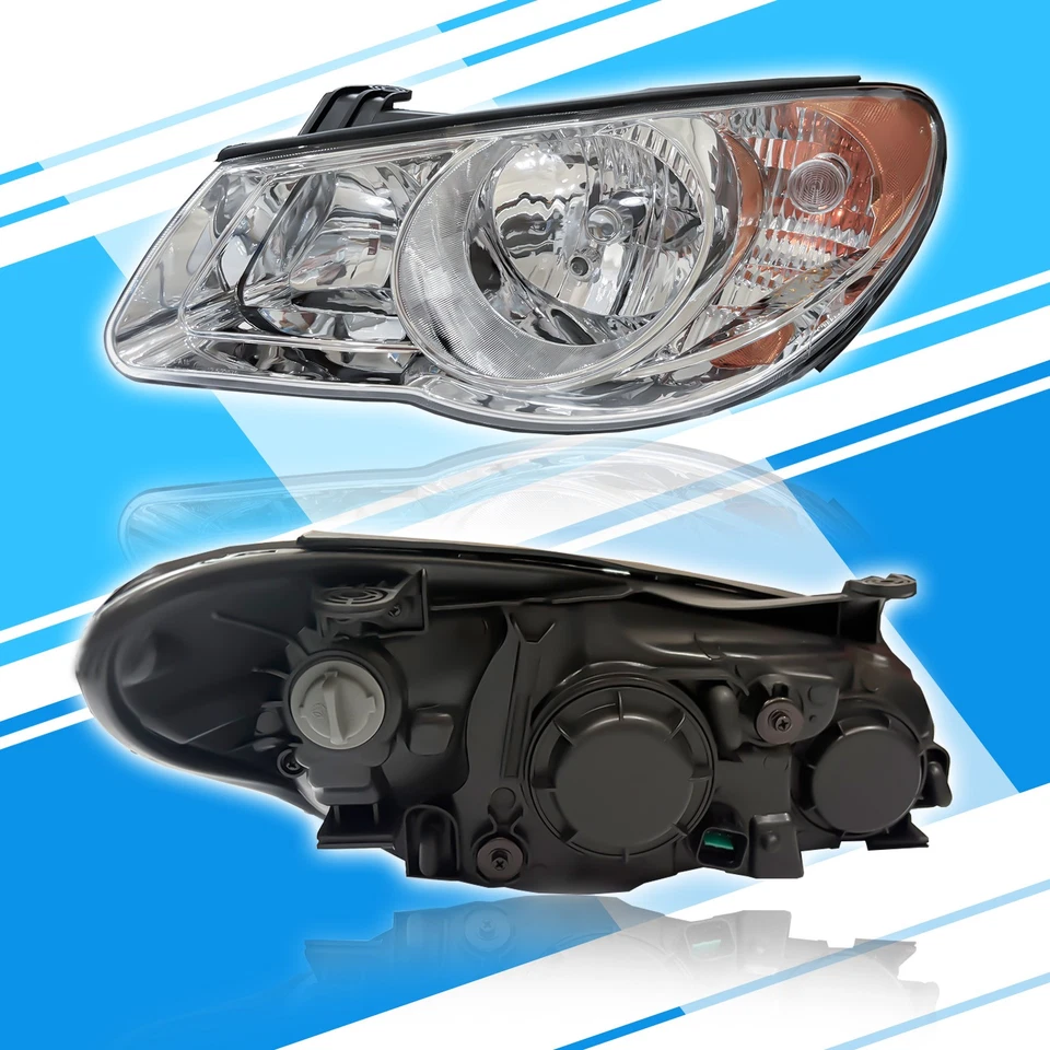 Headlights Assembly For 2007-2010 Hyundai Elantra Chrome Housing Amber Reflector - Image 3 of 4