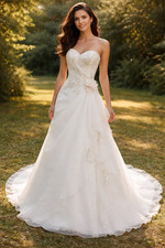 HBH Brautmode I Einzelstück Brautkleid zeitlos A-Linie bestickt in Iv. Gr.36,44