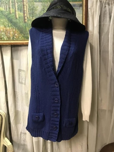 Women Peter Hahn Vest Navy Viscose 46 / 3XL / 54