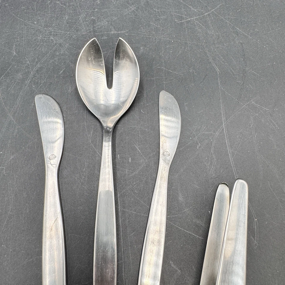 WMF Cromargan Alemania LAUREL 4 piezas para servir cuchara pinzas marca triangular antigua Foto 4 de 4
