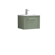 Nuie Deco 500mm Satin Green 1 Drawer Wall-Hung Vanity with Minimalist Basin