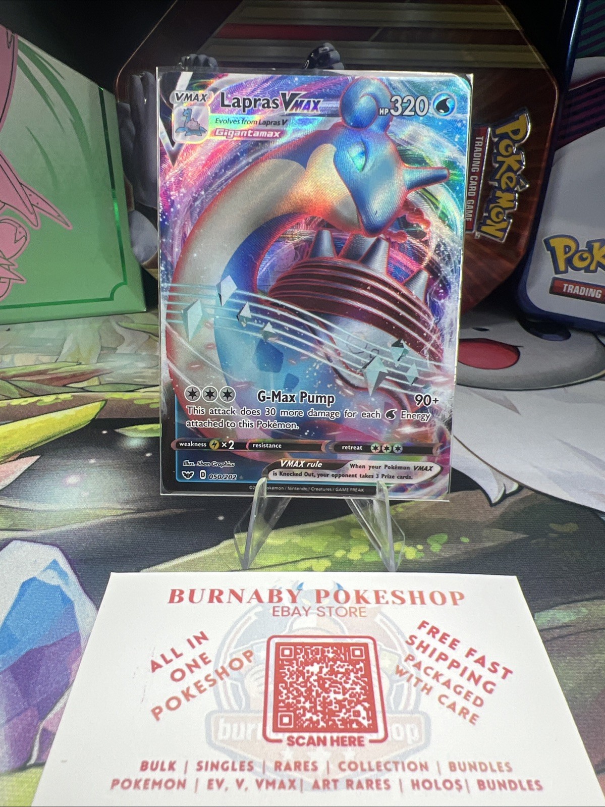 Pokémon TCG - Lapras VMAX 050/202 Sword & Shield Ultra Rare Holo- Near Mint (NM)