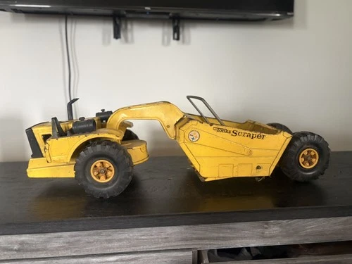 Mighty Tonka Scraper Pressed Steel 70s Construction Truck Earth Mover 28” Works