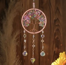 Luxury Flying Rainbow Pastel Coloured Crystal Tree Of Life Mobile SuncatcherFREE