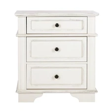 Nightstand End Table Side Table with 3 Drawers Bedside Table for Bedroom White