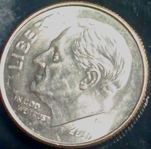 2016-P Roosevelt Dime DDO/DDR Die chip RevSide clear Doubling on both sides 