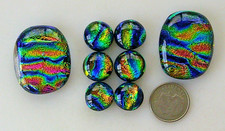 fused dichroic glass cabochon lot of 8  COE90 hand made free shipping