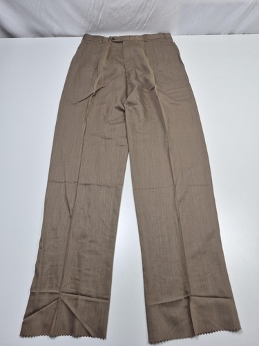 Krizia, Krizia Dress Pants Mens 34x36 Beige Wool Pleated Straight Unhemmed NWT