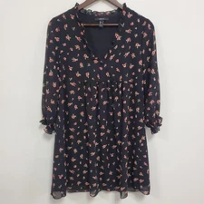 Forever 21 Womens Dark Floral Fairy Grunge Mini Dress Size S Black Whimsigoth