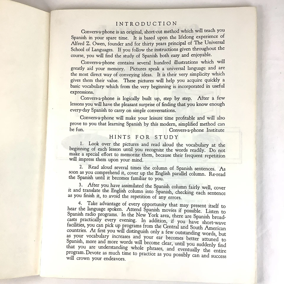 Conversation-Phone Spanish Instruction Manual 1983 Workbook For Audio Cassettes - Image 2 of 4