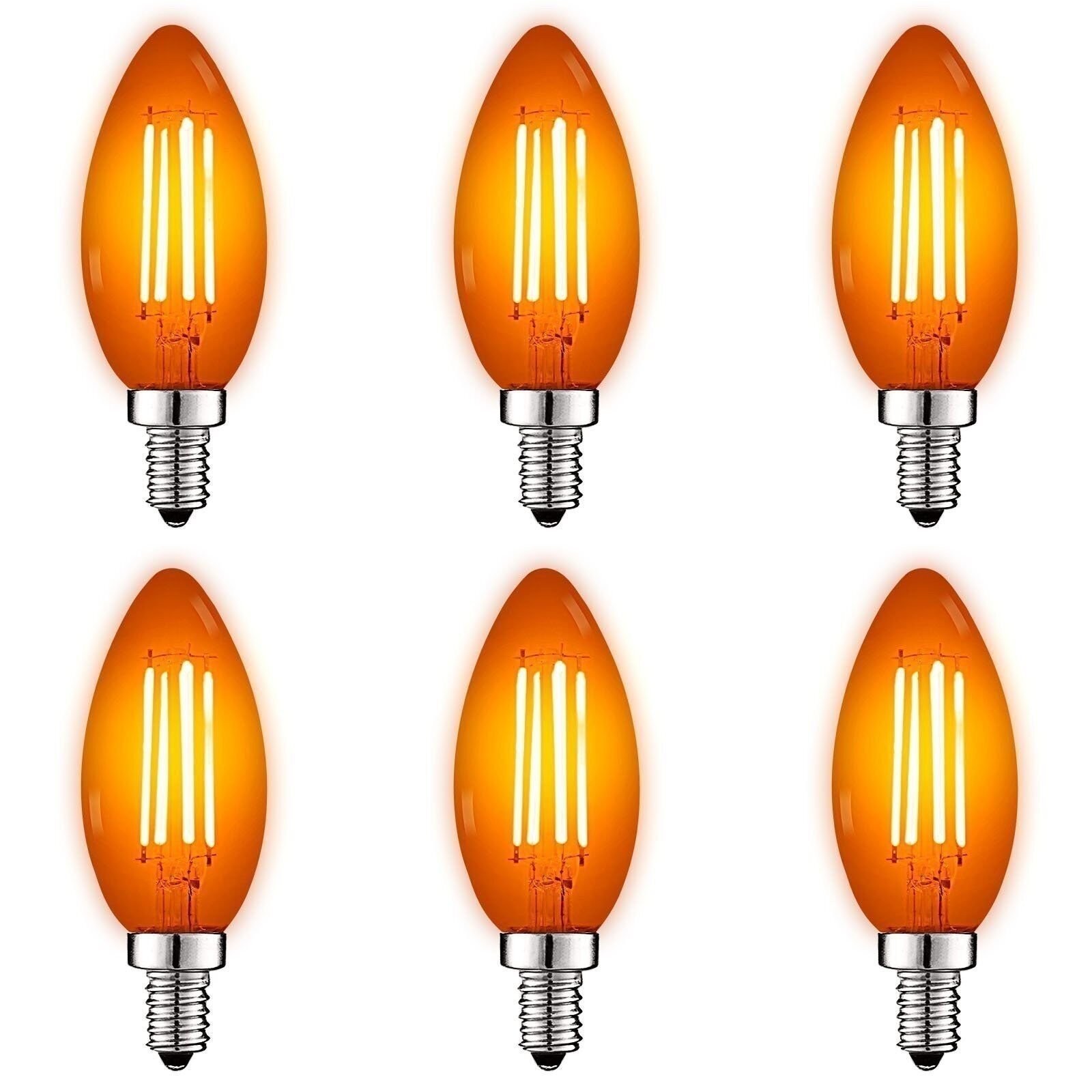 Luxrite E12 LED Filament Orange Light Bulb, 4.5W=40W, UL, E1