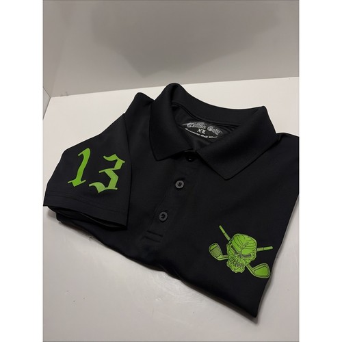 Tatouage chemise de golf homme XL noir polo crâne 13 clubs os croisés vêtements de golf - Photo 13/18