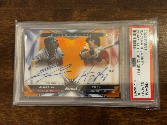 2020 Topps Finest Duals Auto Ronald Acuna JR. Austin Riley POP 2 🔥 Orange /25