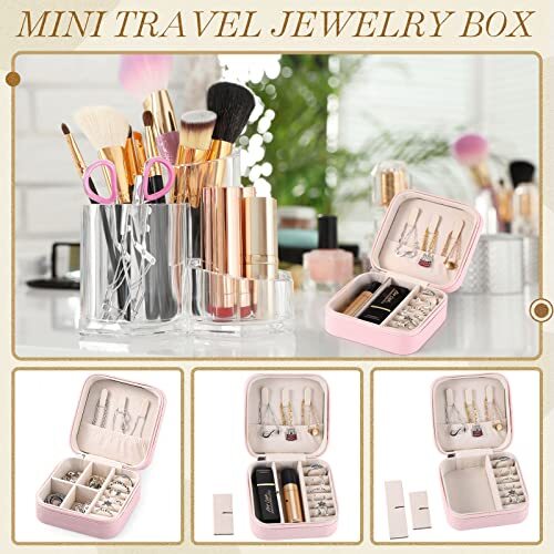 Mini estuche de joyería de viaje para dama de honor 12 piezas cajas de regalo pequeñas rosa - Imagen 4 de 6