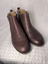 Franco Sarto Women's Horrace Brown Leather Side Zip Ankle Chelsea Boots Size 8 M