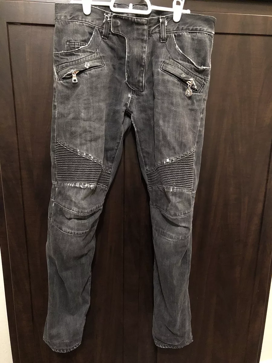 BALMAIN PARIS BIKER Skinny Jeans Men's Black Denim Distressed Size 33  $89.00 - PicClick