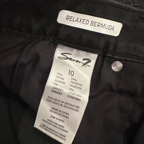SEVEN7 DENIM SHORTS NEW RELAXED BERMUDA BLACK SIZE 10 - 第 7/9 張圖片