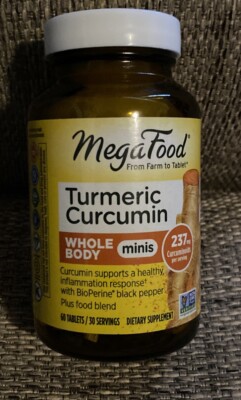 MegaFood Turmeric Curcumin Minis, Whole Body 60 Tablet  EXP 7/2026