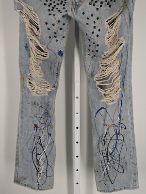 Number N Ine Paint Splatter Thrashed Studded PAIN Grunge Jeans