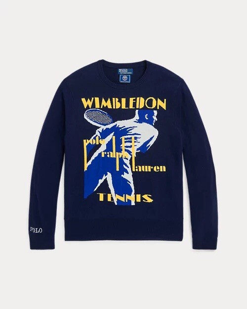 Polo Ralph Lauren Wimbledon Cashmere Graphic Sweater Refined Navy