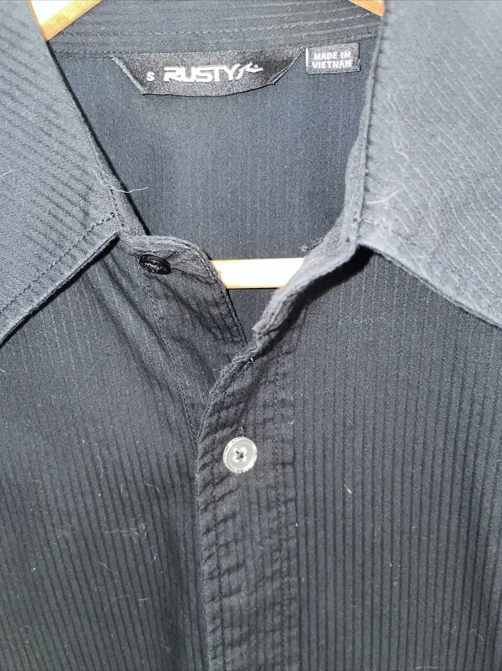 Rusty Men’s Black Long Sleeve Striped Shirt  ~ Size Small - Image 4 of 4