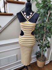 Fashion Nova Women's Multicolor Striped Rayon Strappy Knee Length Dress Size XL