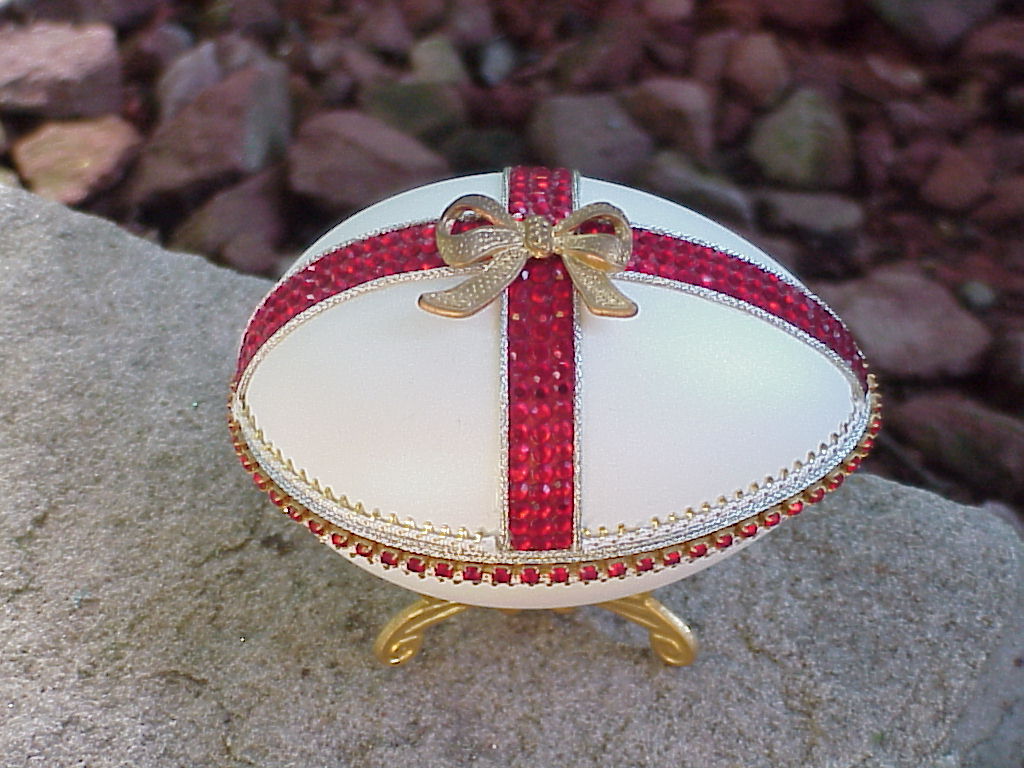Decorated REAL Goose Egg Jewelry/Keepsake/Trinket Gift Box Red Bow eBay