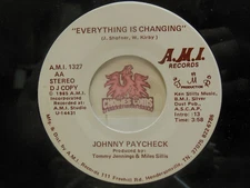Promo! Johnny Paycheck – Everything Is Changing / Same, 45 RPM VG+ (1M)