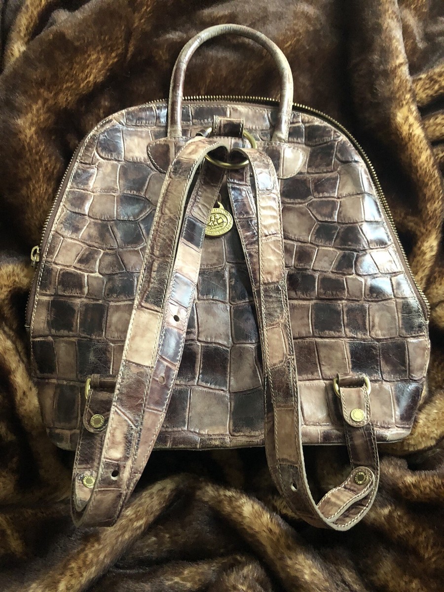 Brahmin Dartmouth Mini Backpack Croc Embossed Leather Brown  display picture 2