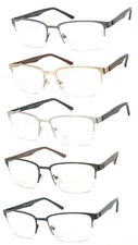 Metal Frame Semi Rimless Bifocal Reading Glasses Spring Hinges Temples