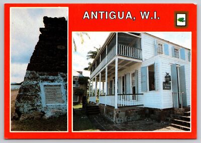 Antigua W.I. Historic Antigua and Nelson's House Postcard UNPOSTED