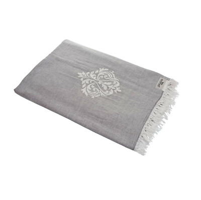 Plaid Tagesdecke ORNAMENT grau Couchdecke Sofa Decke 150 x 200 cm 100% Cotton