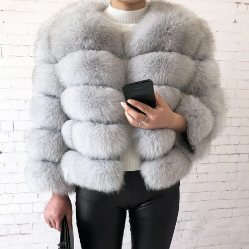 Real Fox Fur &Raccoon Fur Coat Short Women Jacket with Collar Latest Design - Picture 18 of 92