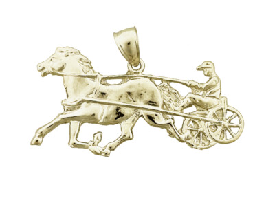 14K Gold 44MM Harness Racing Horse Pendant