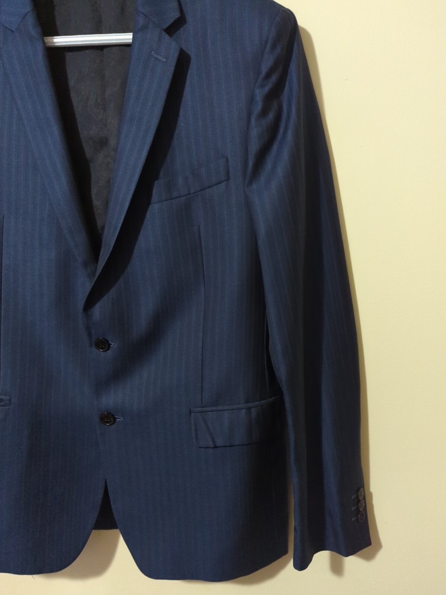 Versace Collection Wool Silk Blazer Blue Pinstripe 52 IT / 42 US
