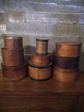 Vintage Lot Of 9 Antique Bentwood And Other Shaker Pantry Boxes