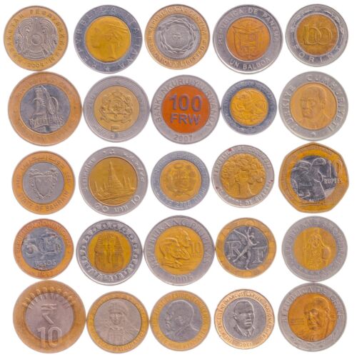 30 Bi-Metallic Coins | Mixed Bimetall Collection | Various World Countries - Afbeelding 1 van 2