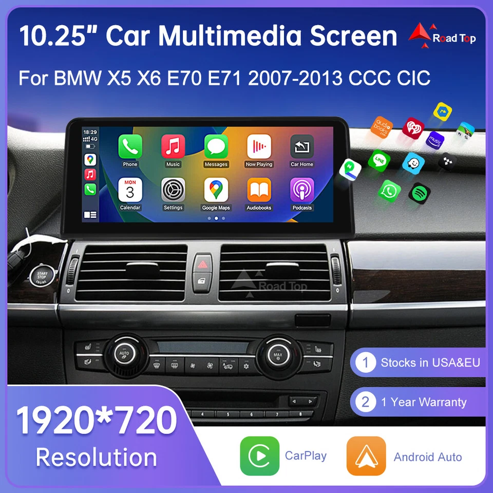 CarPlay Android Auto Multimedia Linux Touch Screen For BMW X5 X6 E70 E71 07-13 - Image 2 of 4