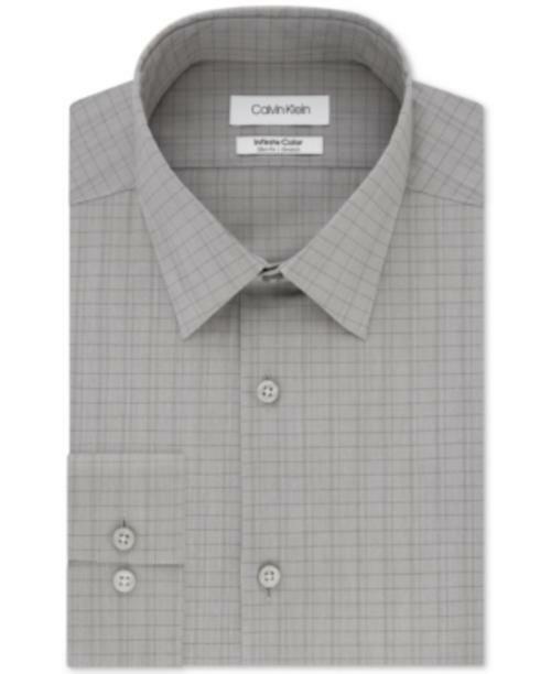 Calvin Klein Mens Dress Shirt Gray Size 