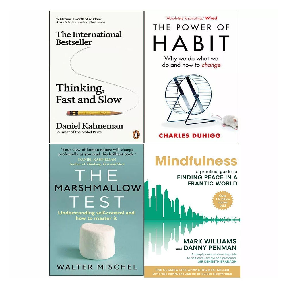 Thinking,Power of Habit, Marshmallow Test,Mindfulness Mark Williams 4 Books Set