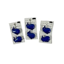 3x NOS VTG Streamline Buttons Novelty Blue Whales Shank 1 5/16" 2 on each Card